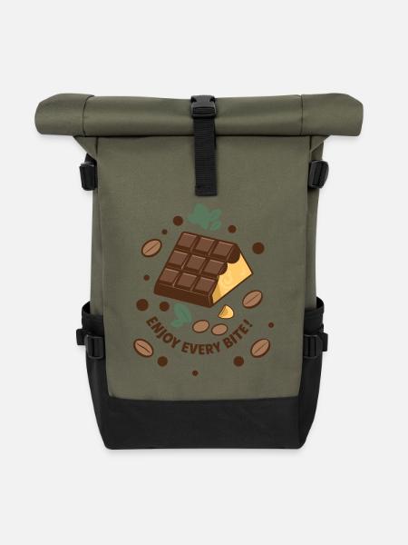 TABLETTES DE CHOCOLAT - Sac à dos roll top - olive/noir