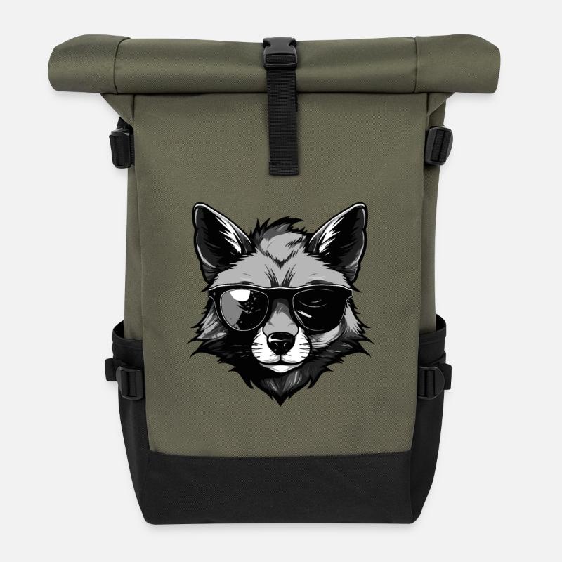 Fête cool hipster Fox - Sac à dos roll top - olive/noir