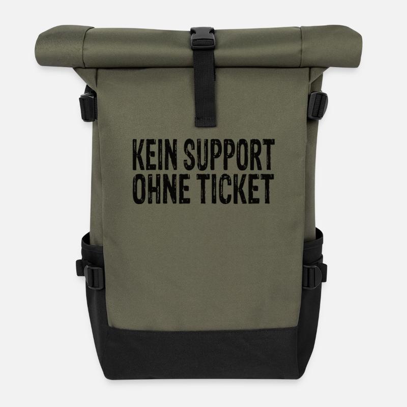 Kein Support Ohne Ticket - Rolltop Rucksack - Olive/Schwarz