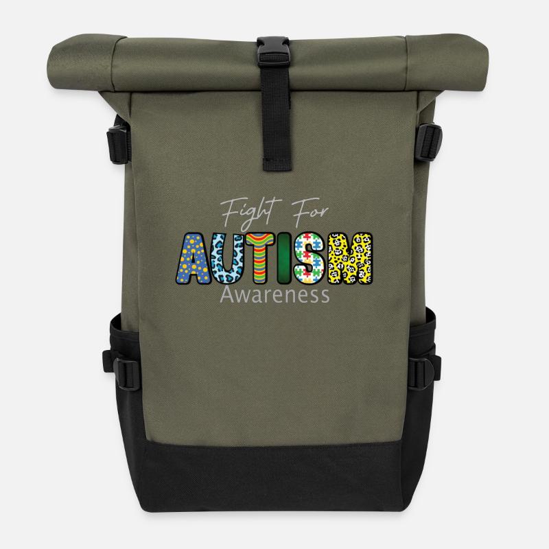Lutte pour la sensibilisation à l’autisme Conception colorée Lutte pour - Sac à dos roll top - olive/noir