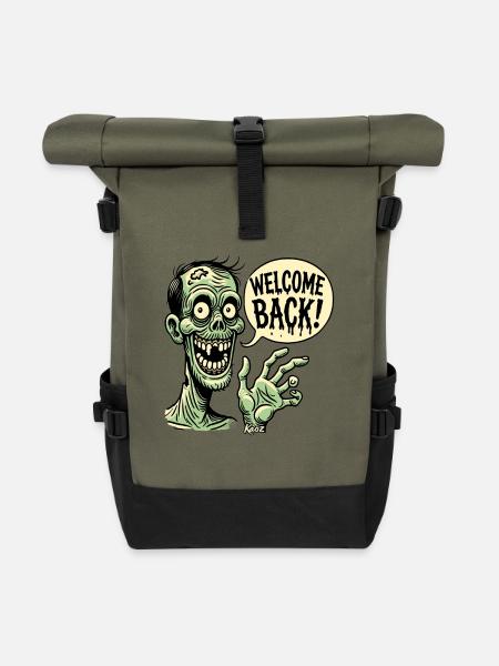 Fröhlicher Zombie: Willkommen zurück - Rolltop Rucksack - Olive/Schwarz