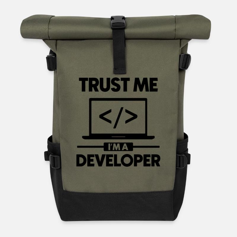 Believe me, I'm a developer - Roll Top Backpack - olive/black