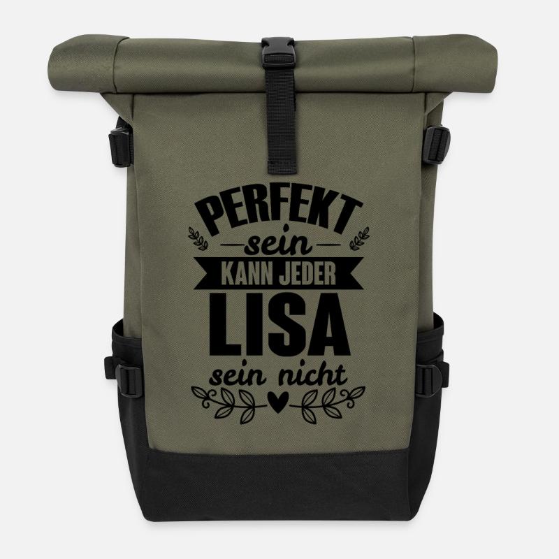 Lisa - Perfekt Sein Kann Jeder Lisa Nicht - Rolltop Rucksack - Olive/Schwarz
