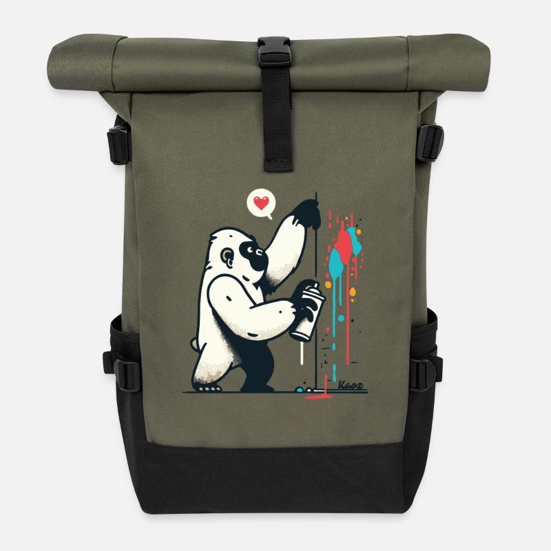 Graffiti gorilla with spray can - Roll Top Backpack - olive/black