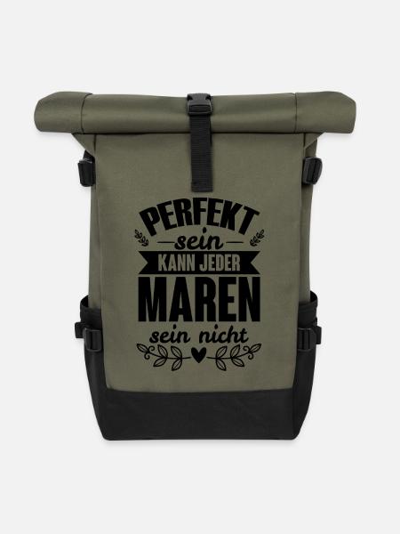 Maren - Perfekt Sein Kann Jeder Maren Nicht - Rolltop Rucksack - Olive/Schwarz