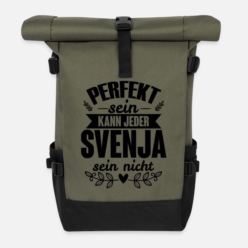 Svenja - Perfekt Sein Kann Jeder Svenja Nicht - Rolltop Rucksack - Olive/Schwarz