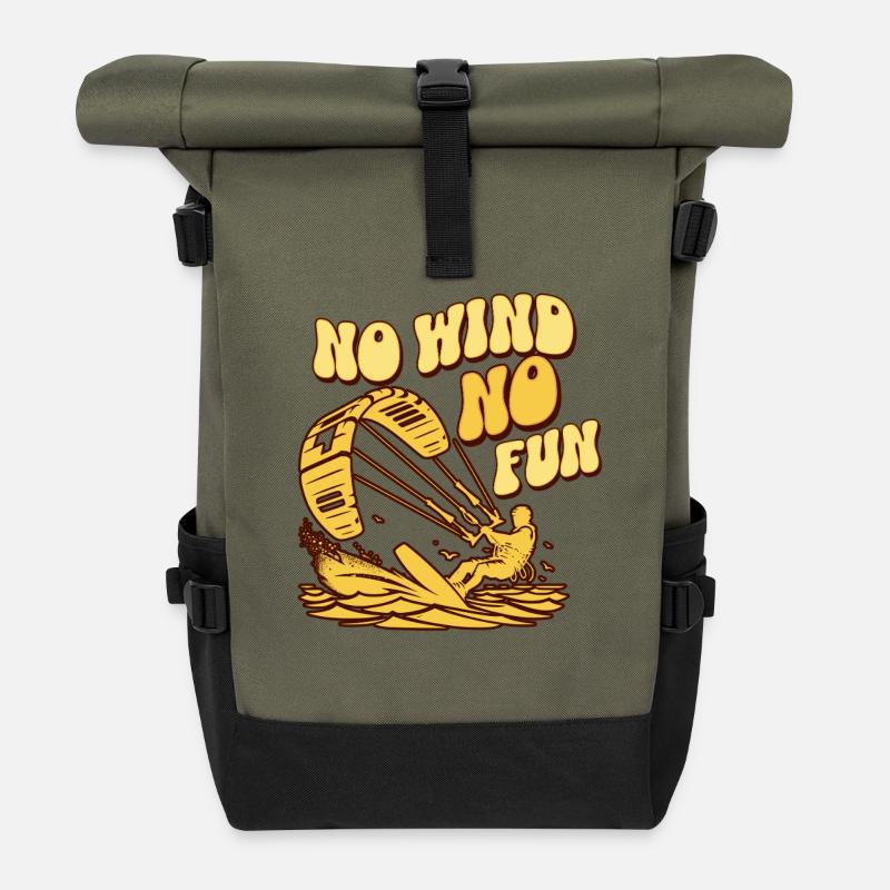 Kitesurfen Kitesurfer Kiteboard - Rolltop Rucksack - Olive/Schwarz