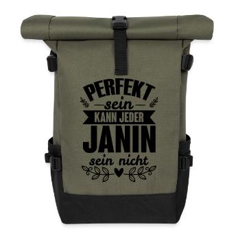 Janin - Perfekt Sein Kann Jeder Janin Sein Nicht - Rolltop Rucksack - Olive/Schwarz - Vorne