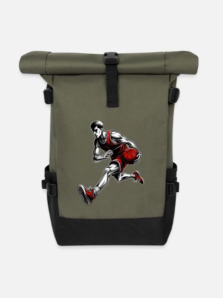 Basketball Basketballer - Rolltop Rucksack - Olive/Schwarz
