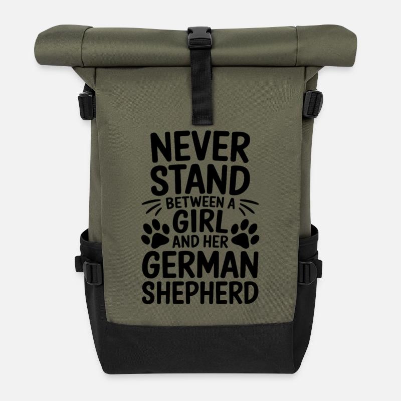 Deutscher Schäferhund Spruch Schäferhund Geschenk - Rolltop Rucksack - Olive/Schwarz