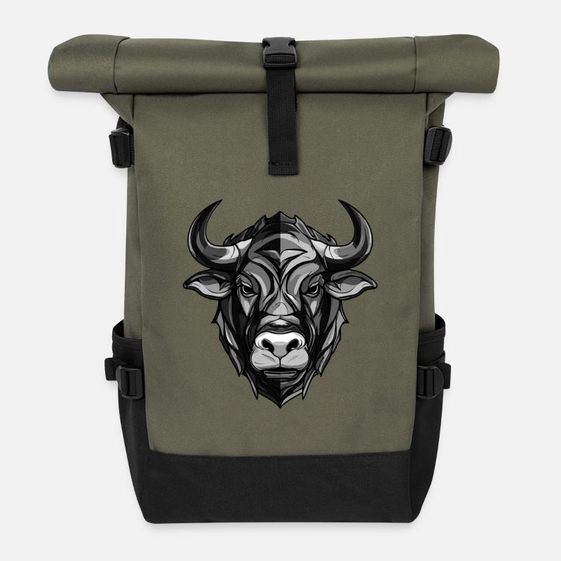 Bulle Kopf Taurus - Rolltop Rucksack - Olive/Schwarz