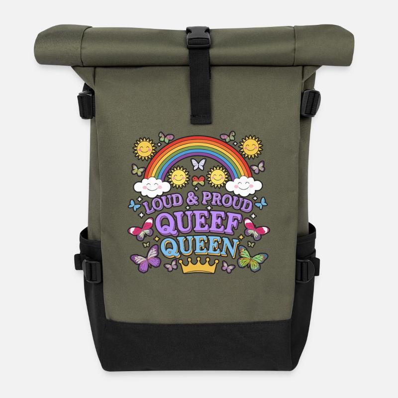 Queef Queen Queefed Adult Humour Queefing - Roll Top Backpack - olive/black