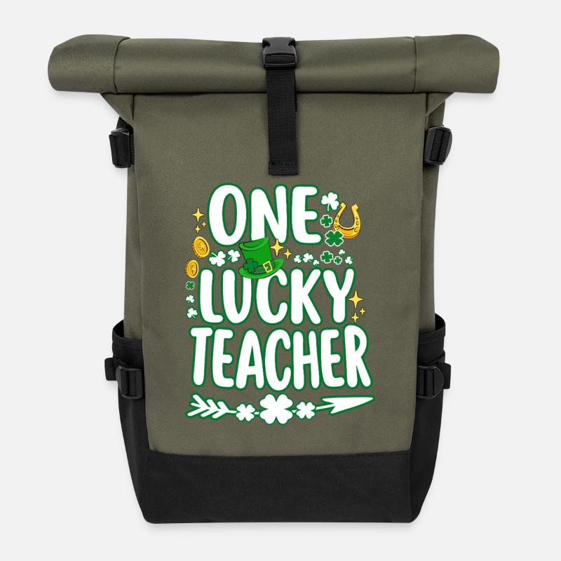 Ein glücklicher Lehrer Lehrer am St. Patricks Day - Rolltop Rucksack - Olive/Schwarz