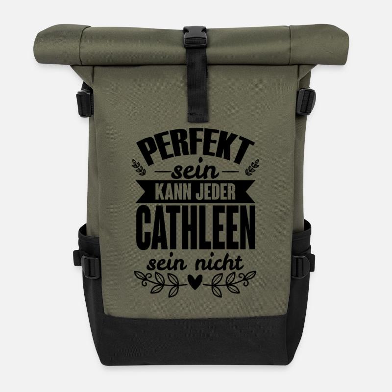 Cathleen - Perfekt Sein Kann Jeder Cathleen Nicht - Rolltop Rucksack - Olive/Schwarz