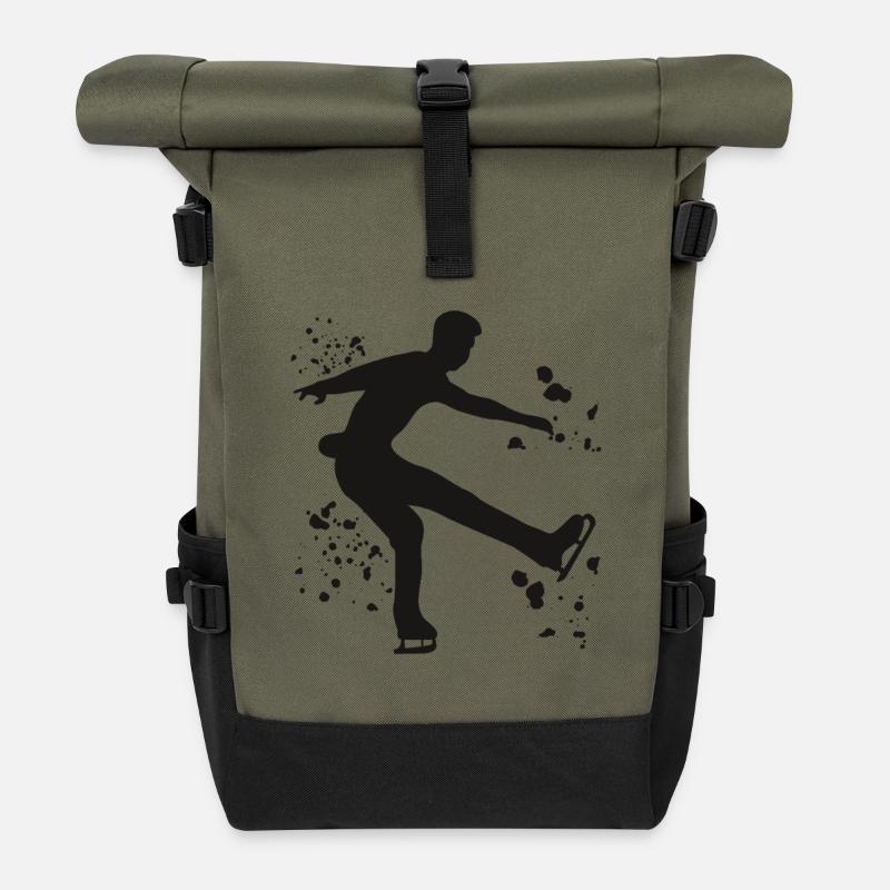 Eiskunstläufer Schlittschuhlaufen Eiskunstlauf - Rolltop Rucksack - Olive/Schwarz