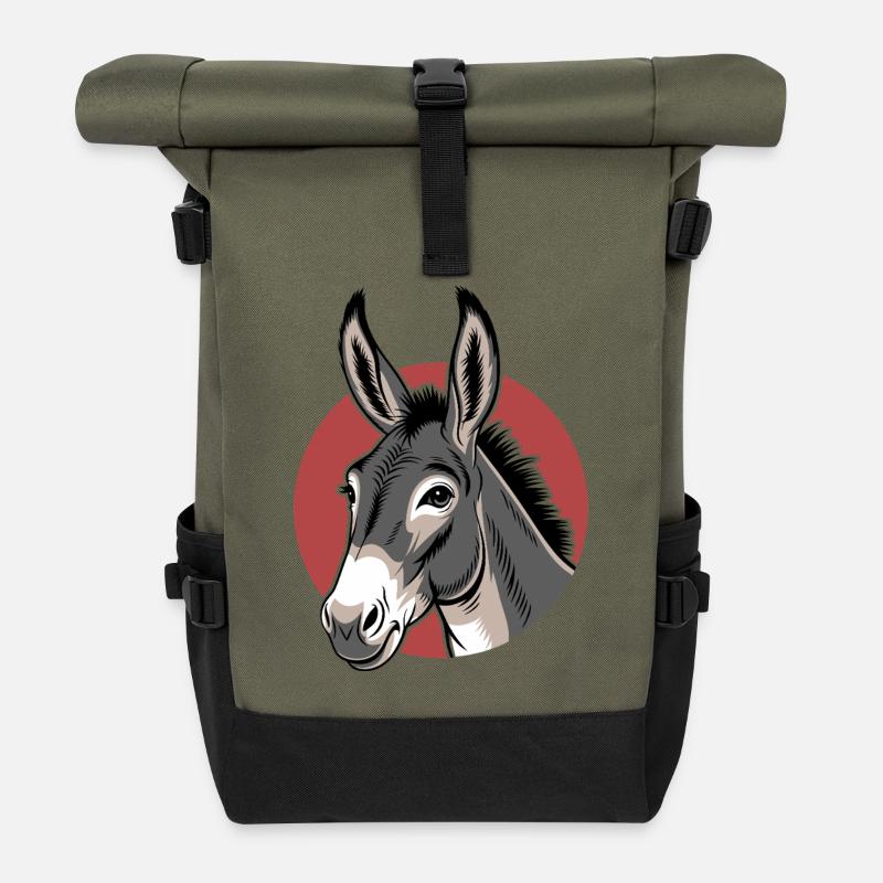 Esel Maultier Pferd Bauernhof Tierhaltung Bauer Niedlich - Rolltop Rucksack - Olive/Schwarz