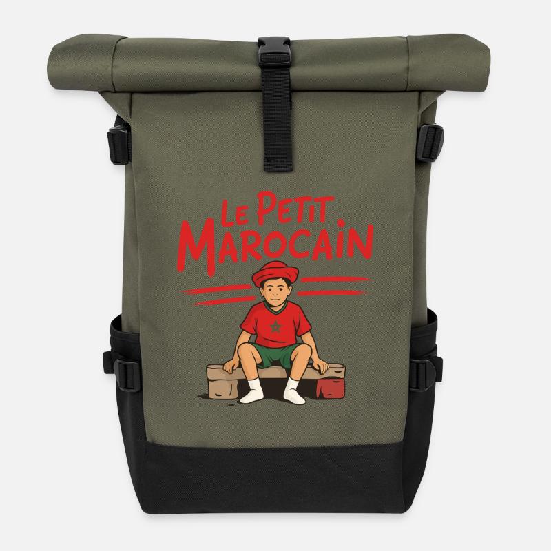 Le Petit Marocain - Sac à dos roll top - olive/noir