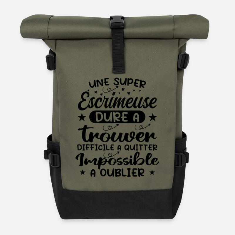 Ein super Fechter - Fecht-Geschenk - Rolltop Rucksack - Olive/Schwarz