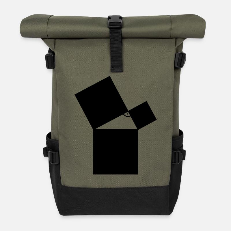 math - Roll Top Backpack - olive/black