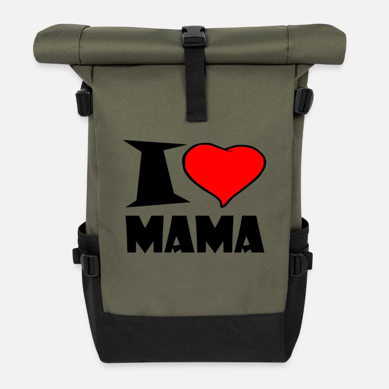 I Love Mama - Rolltop Rucksack - Olive/Schwarz