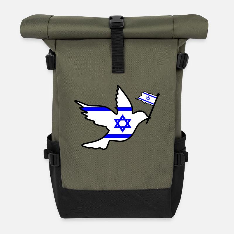 Israel Friedenstaube - Rolltop Rucksack - Olive/Schwarz