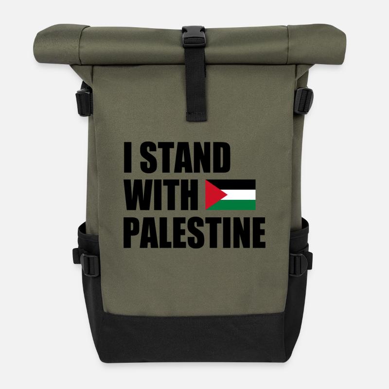 I stand with palestine - Rolltop Rucksack - Olive/Schwarz