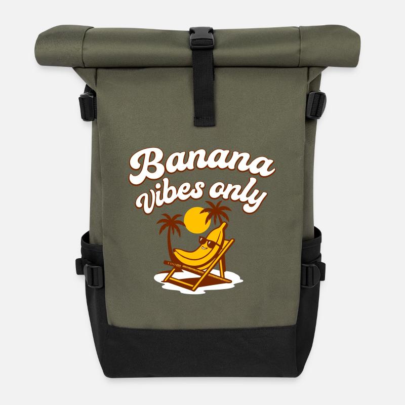 Banana Vibes Only – Der Sommer kann kommen - Rolltop Rucksack - Olive/Schwarz