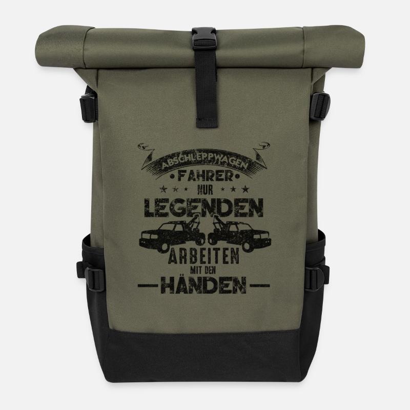 Abschleppdienst nur Legenden arbeiten mit den - Rolltop Rucksack - Olive/Schwarz