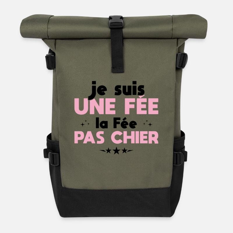 Ich bin eine Fee, die Fee, nicht Scheiße - Rolltop Rucksack - Olive/Schwarz