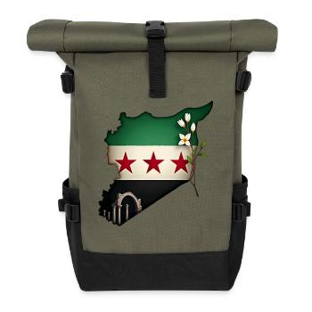 flagge syrien - syrien map - Rolltop Rucksack - Olive/Schwarz - Vorne