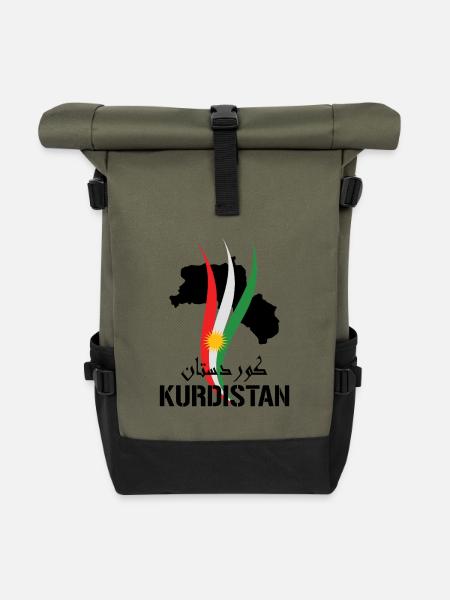 Kurdistan Flagge,Kurdistan,syrien,irak,iran,Flagge - Rolltop Rucksack - Olive/Schwarz