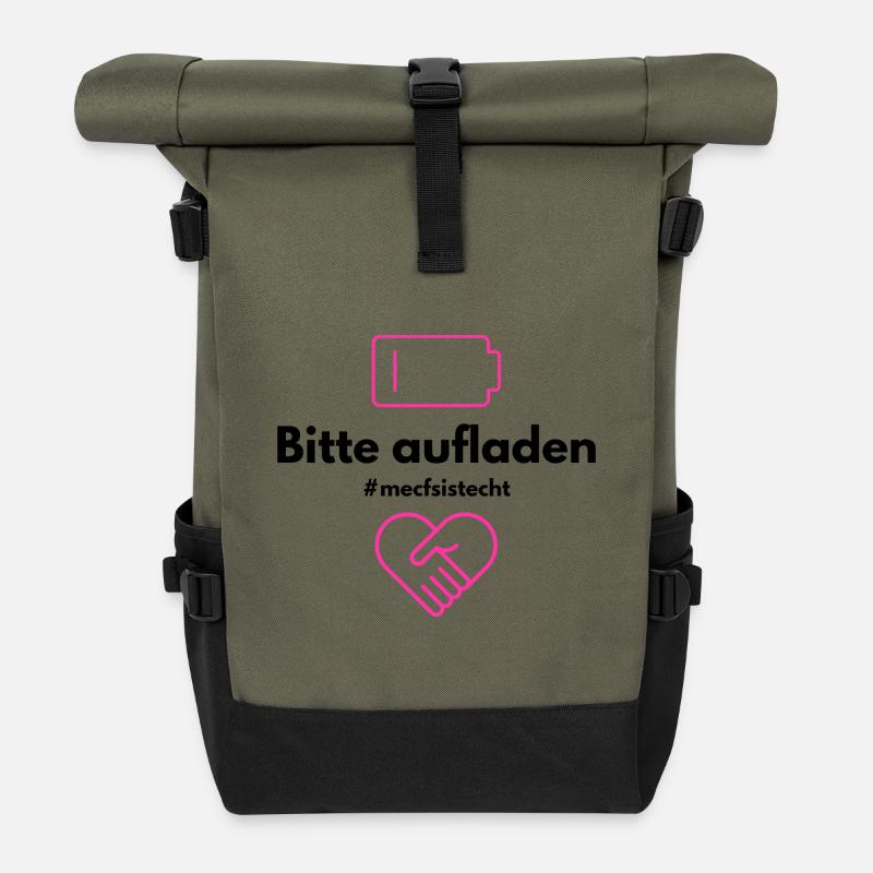 Bitte aufladen PINK 💗 - Rolltop Rucksack - Olive/Schwarz