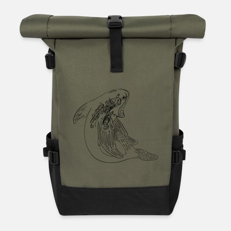 Unique Whale - Rolltop Rucksack - Olive/Schwarz