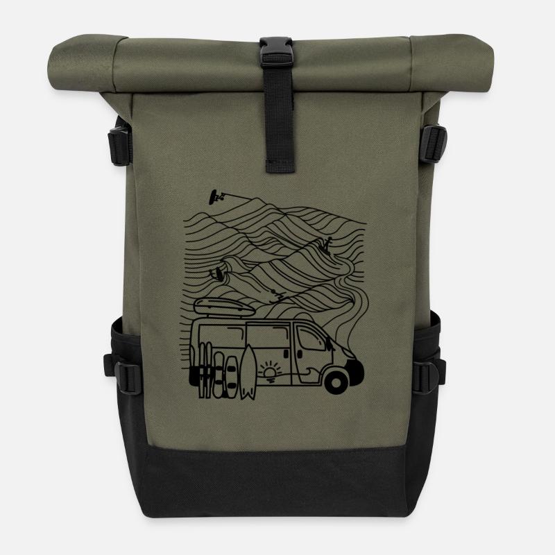 ski - surf - wake - Rolltop Rucksack - Olive/Schwarz