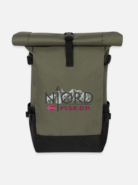 njordfisker - Nordfischer - Norwegen - Rolltop Rucksack - Olive/Schwarz