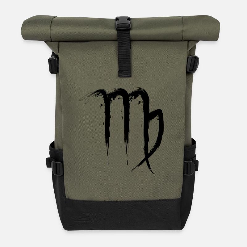 Jungfrau Sternzeichen Virgo Design Symbol 1 - Rolltop Rucksack - Olive/Schwarz