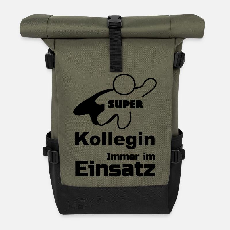 Super Kollegin Geschenk - Rolltop Rucksack - Olive/Schwarz