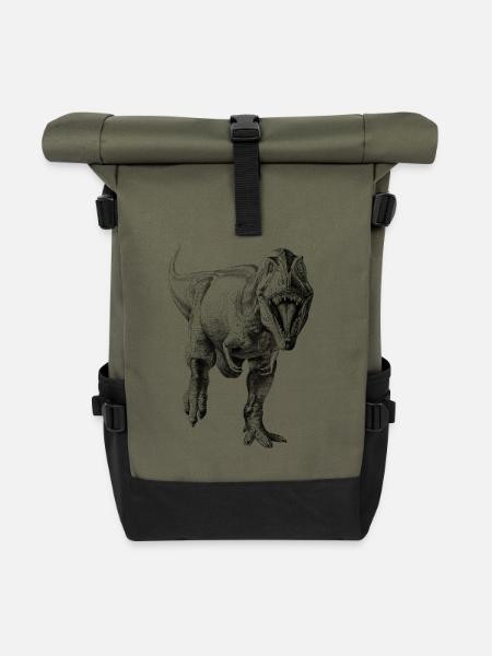 Dinosaurier - Rolltop Rucksack - Olive/Schwarz