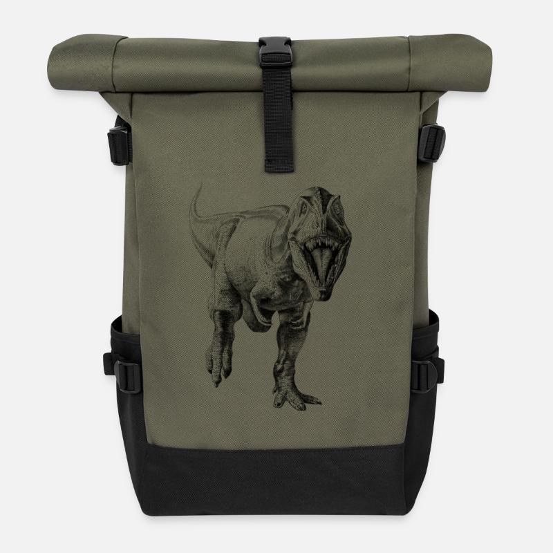 Dinosaurier - Rolltop Rucksack - Olive/Schwarz