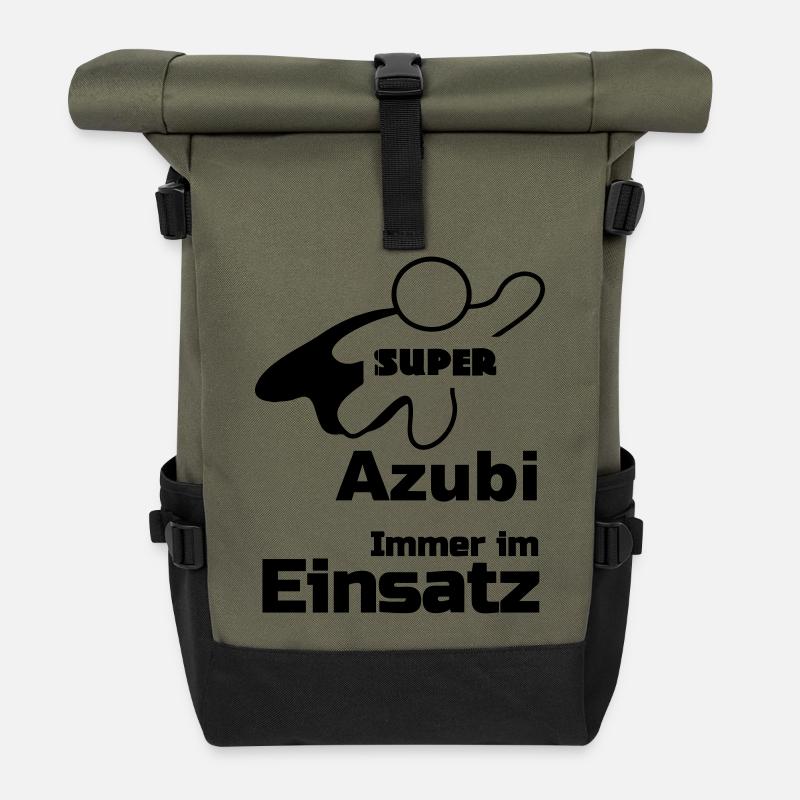 Super Azubi Geschenk - Rolltop Rucksack - Olive/Schwarz