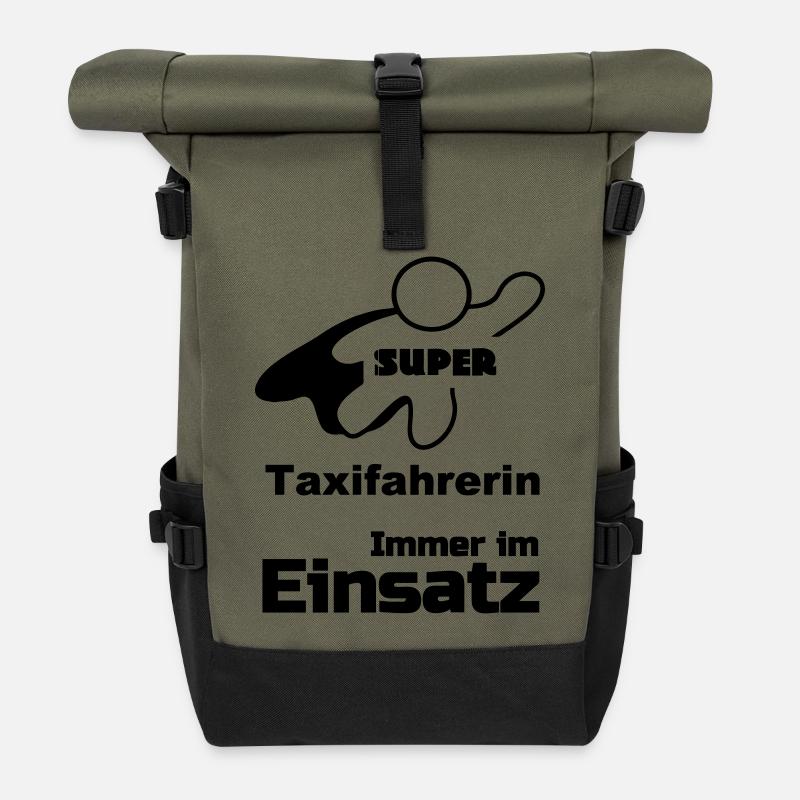 Super Taxifahrerin Geschenk - Rolltop Rucksack - Olive/Schwarz