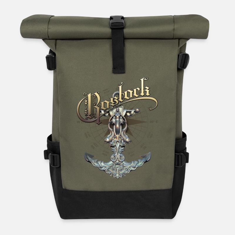 Rostock Anker - Rolltop Rucksack - Olive/Schwarz