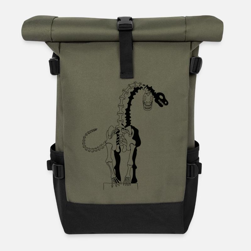 dinosaures | à la couleur | peu publique - Sac à dos roll top - olive/noir