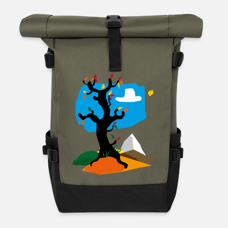 Arbre en automne - Sac à dos roll top - olive/noir