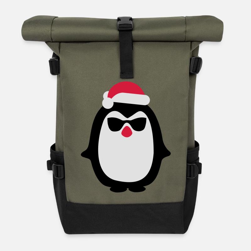 Weihnachtspinguin - Rolltop Rucksack - Olive/Schwarz