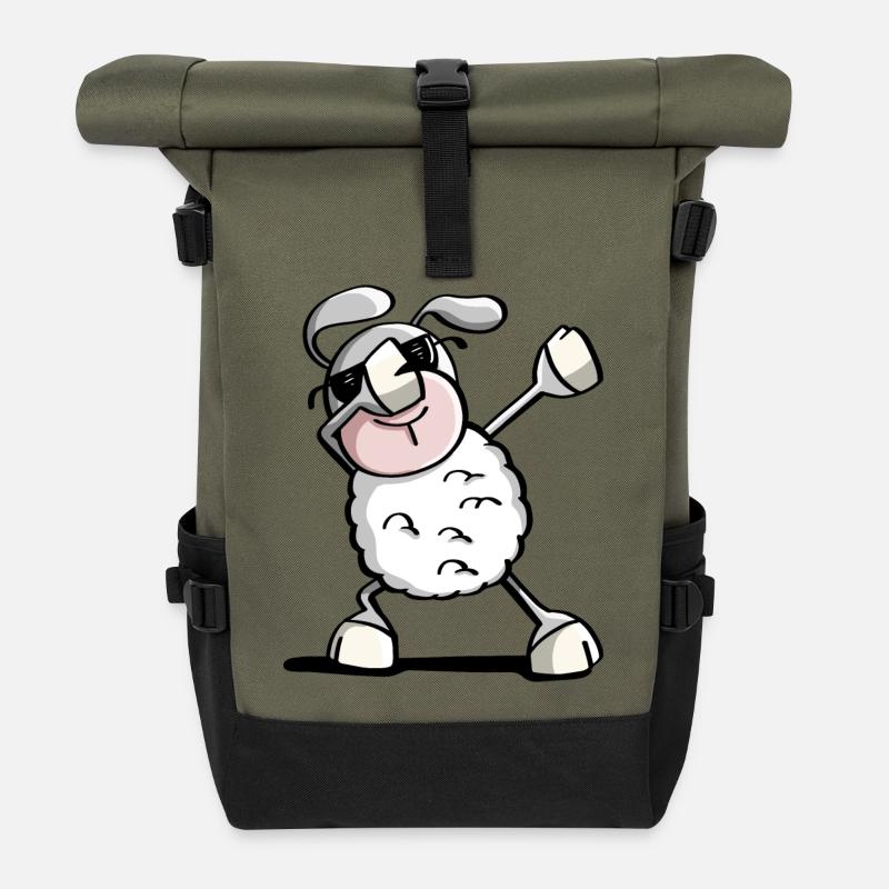 Funny Dab Dance Sheep - Dabbing Sheep - Sheep - Roll Top Backpack - olive/black