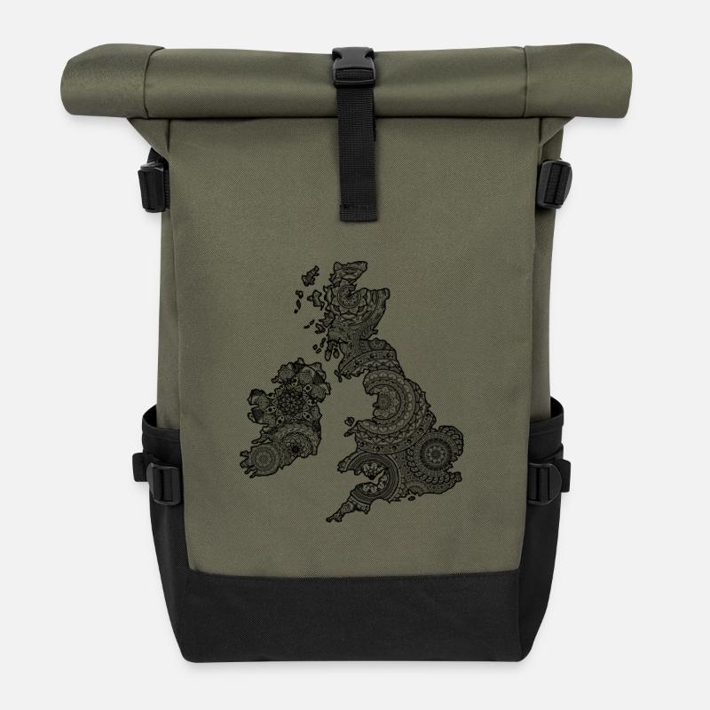 UK Mandala - Roll Top Backpack - olive/black