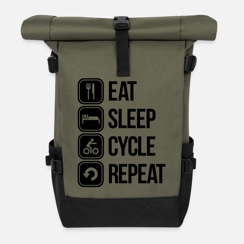 Radfahren - Rolltop Rucksack - Olive/Schwarz