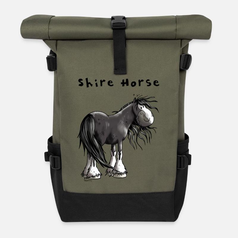 Sweet Shire Horse - Roll Top Backpack - olive/black