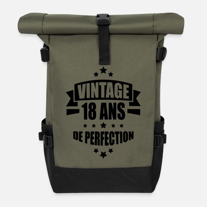 vintage 18 ans de perfection - Sac à dos roll top - olive/noir